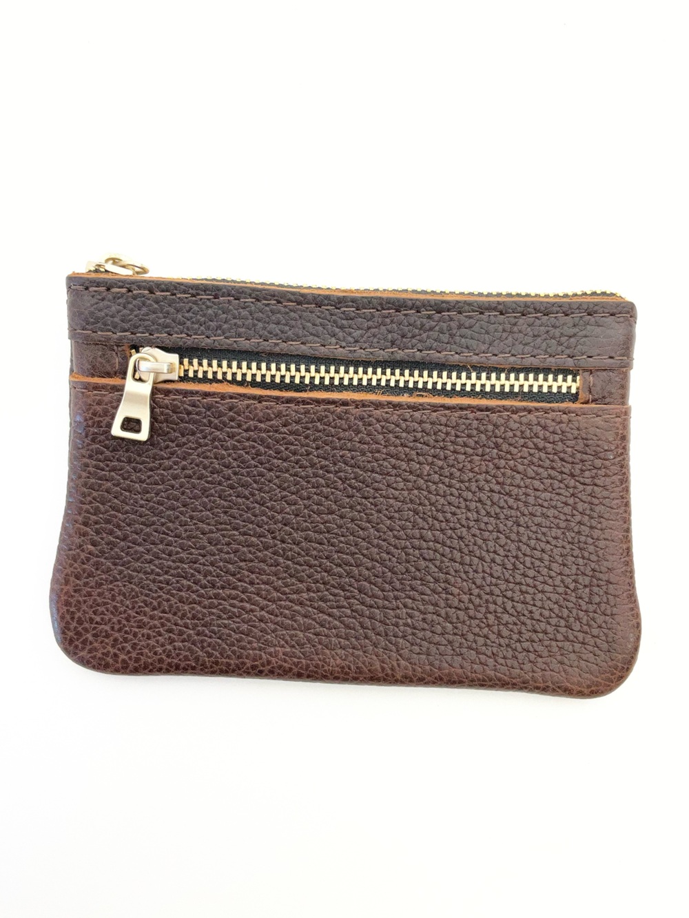 Portland Leather Double Zip Pouch in Coldbrew-NEW